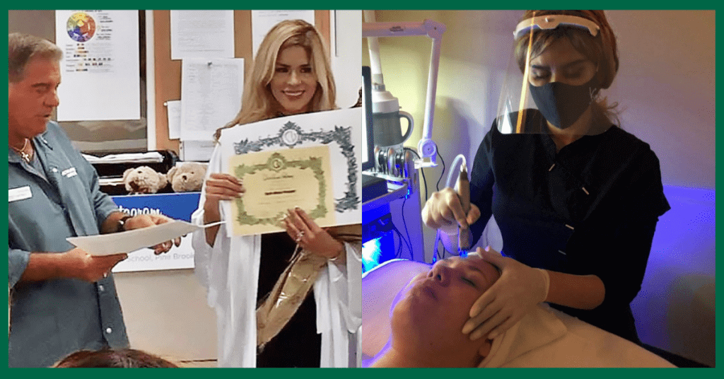 NJ skin care graduate, Francesca at her graduation and in her studio